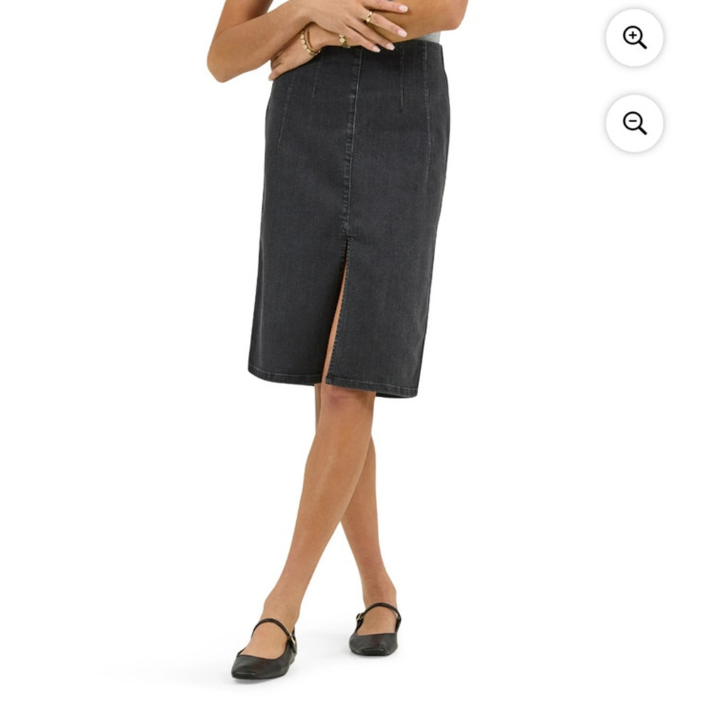 Lee® Womens Heritage Midi Skirt, Size L Inky Lead‎ Pull on Skirt Black NEW